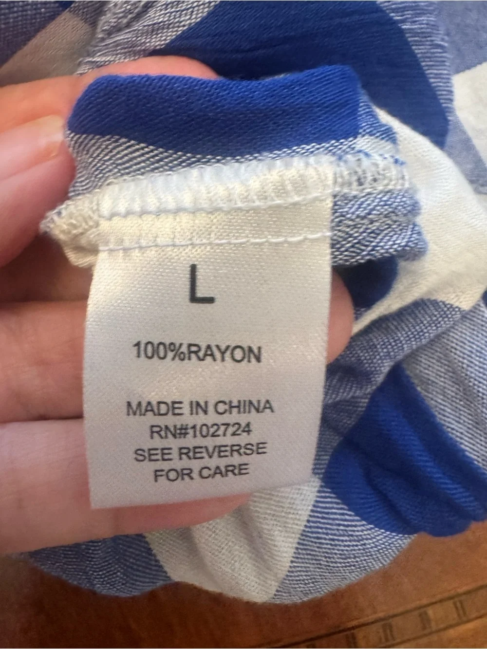 Women's Blue & White Check Button-Down Shirt - Classic Plaid - Picture 5 of 5